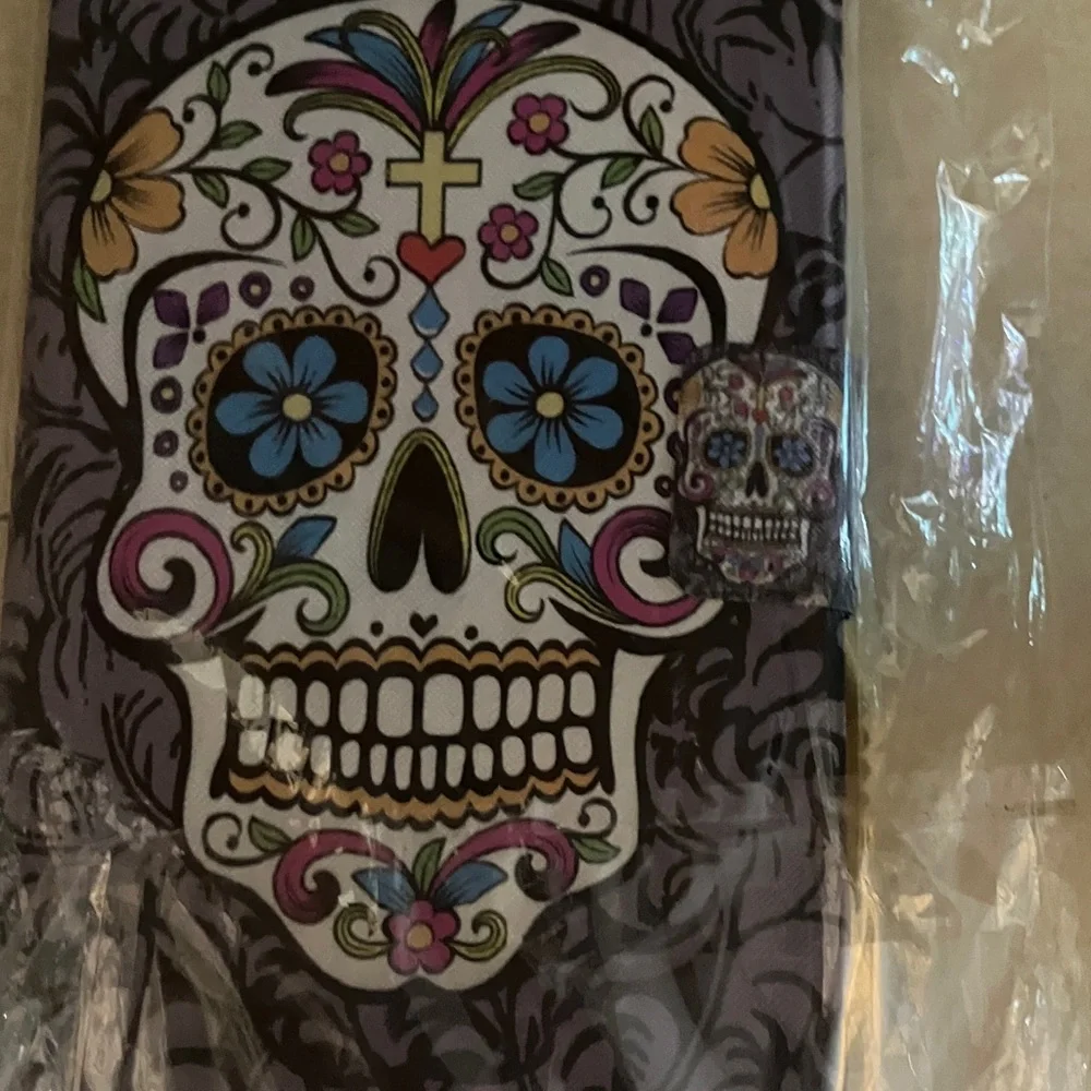 Sugar Skull Floral Tablet Cover in Purple